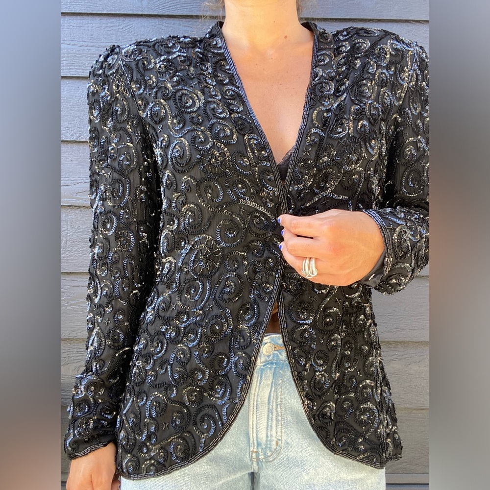 Black Sequin Jacket - image 2